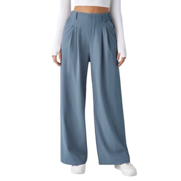 Women's Wide-Leg Blue Pants - Picture 1 of 16